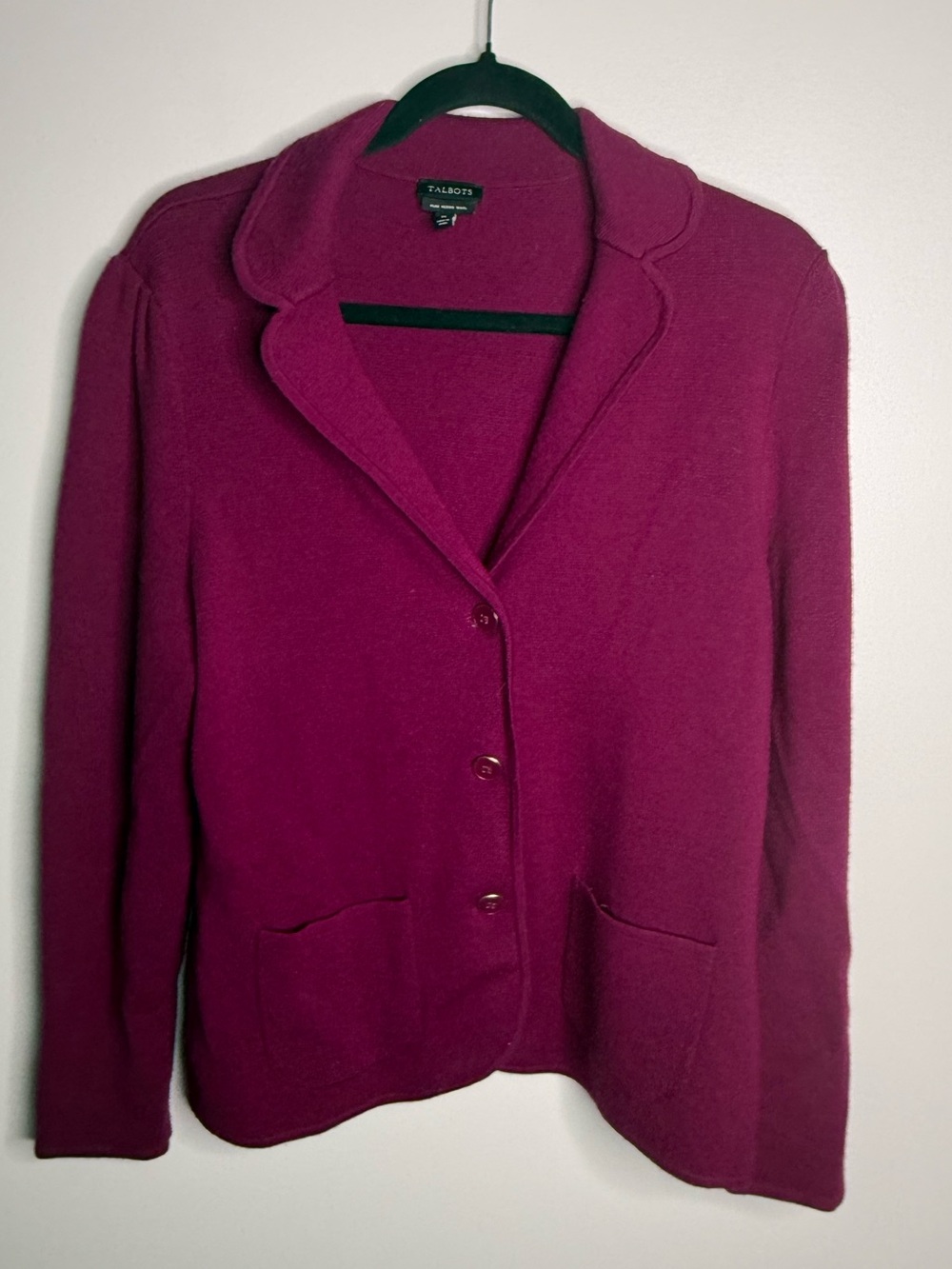 Talbots Women's Berry Button-Front Blazer merino wool size medium